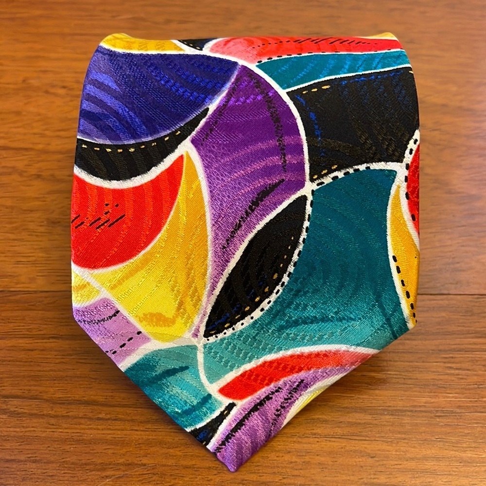 ANDHURST ~ Vintage 90s Bold Modern Art Print Neck Tie ~ Fantastic Colors!